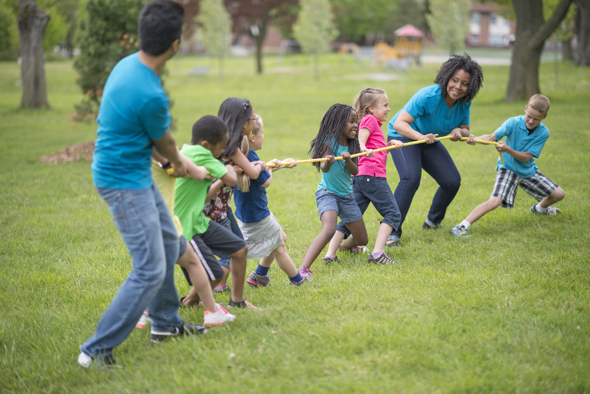 Playing tug-of-war at the Park